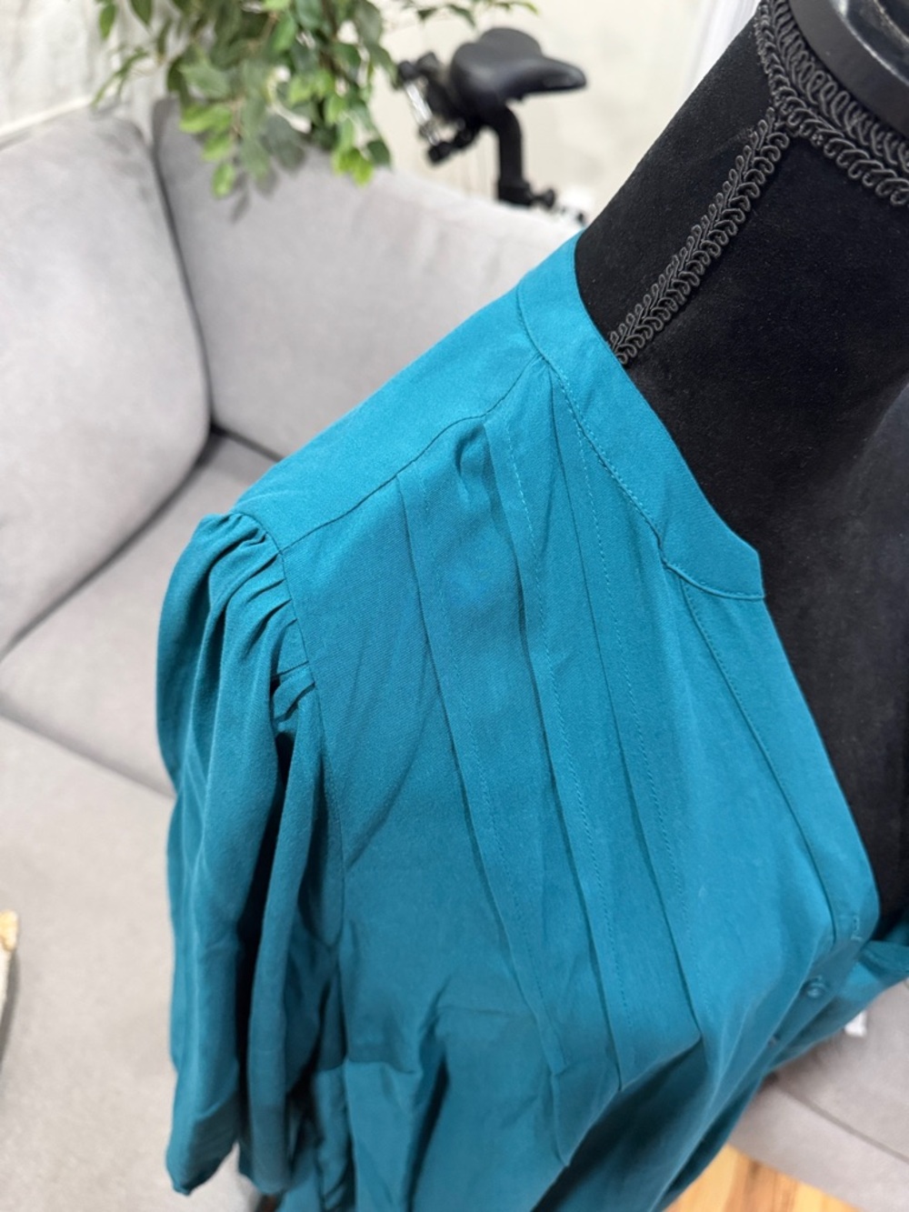Torrid Teal Button-Front Ruffle Dress - Picture 3 of 6